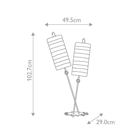 Flambeau Table Lamp from the Nettle Luxe range. Nettle Luxe 2 Light Table Lamp - Silver Product Code = FB-NETTLELUX-S-TL