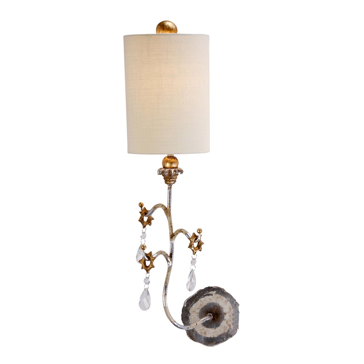 Flambeau Wall Light from the Tivoli range. Tivoli 1 Light Wall Light - Silver & Cream Patina Product Code = FB-TIVOLI-W1-SV