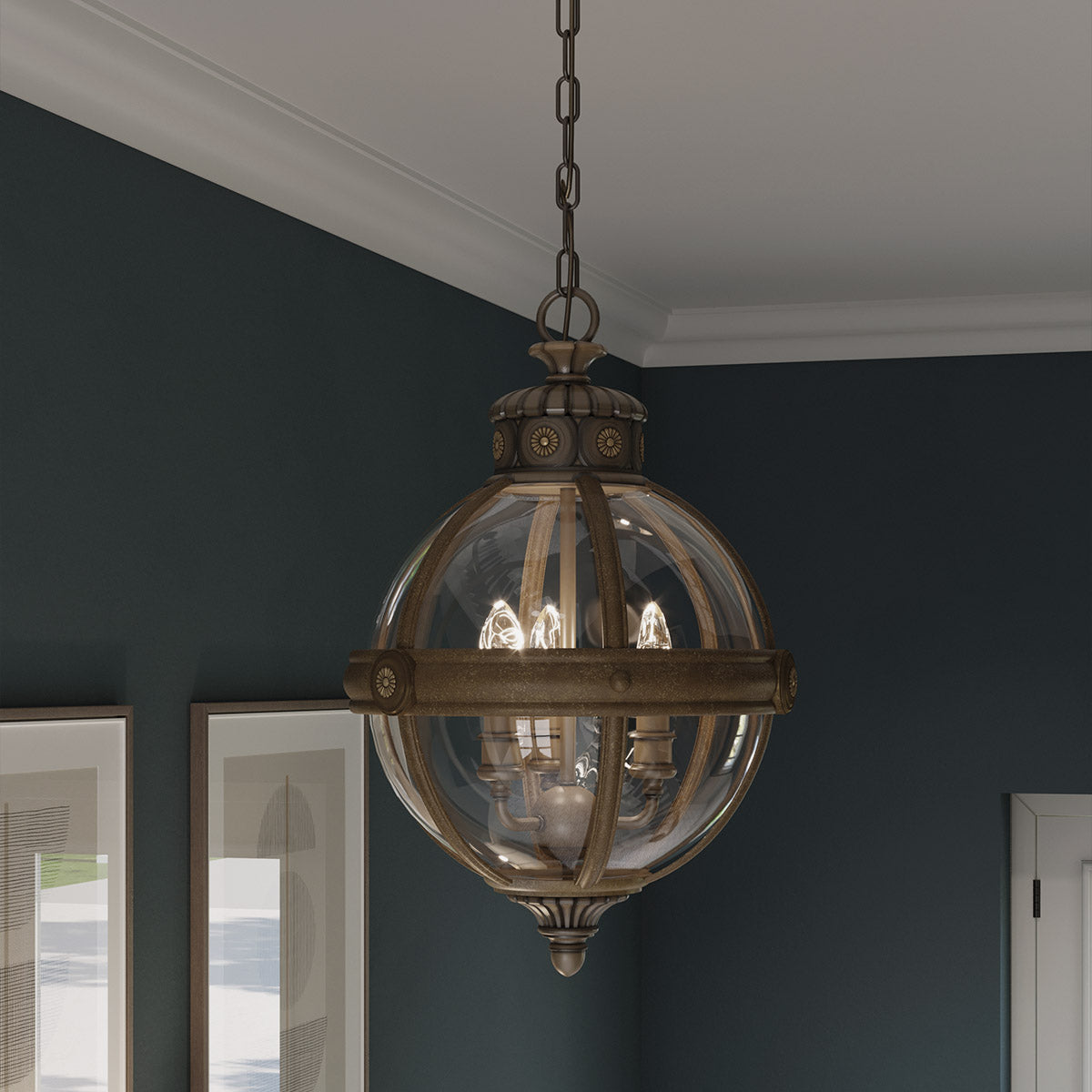 Feiss Chandelier from the Adams range. Adams 3 Light Pendant Chandelier Product Code = FE-ADAMS-3P-BRZ