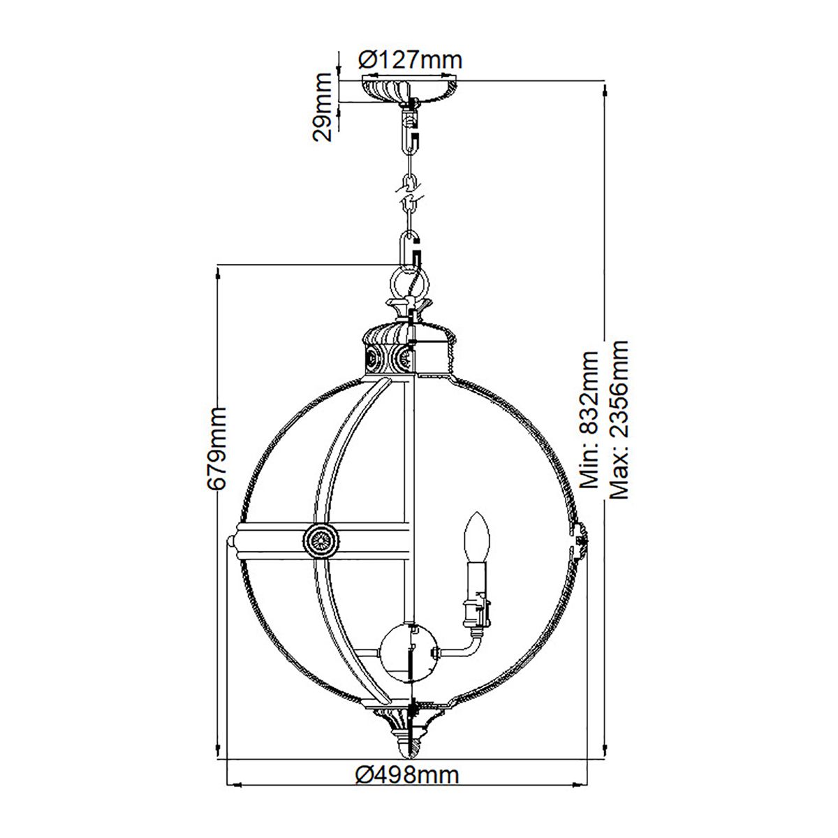 Feiss Chandelier from the Adams range. Adams 4 Light Pendant Chandelier – SKU FE-ADAMS-4P-BRZ