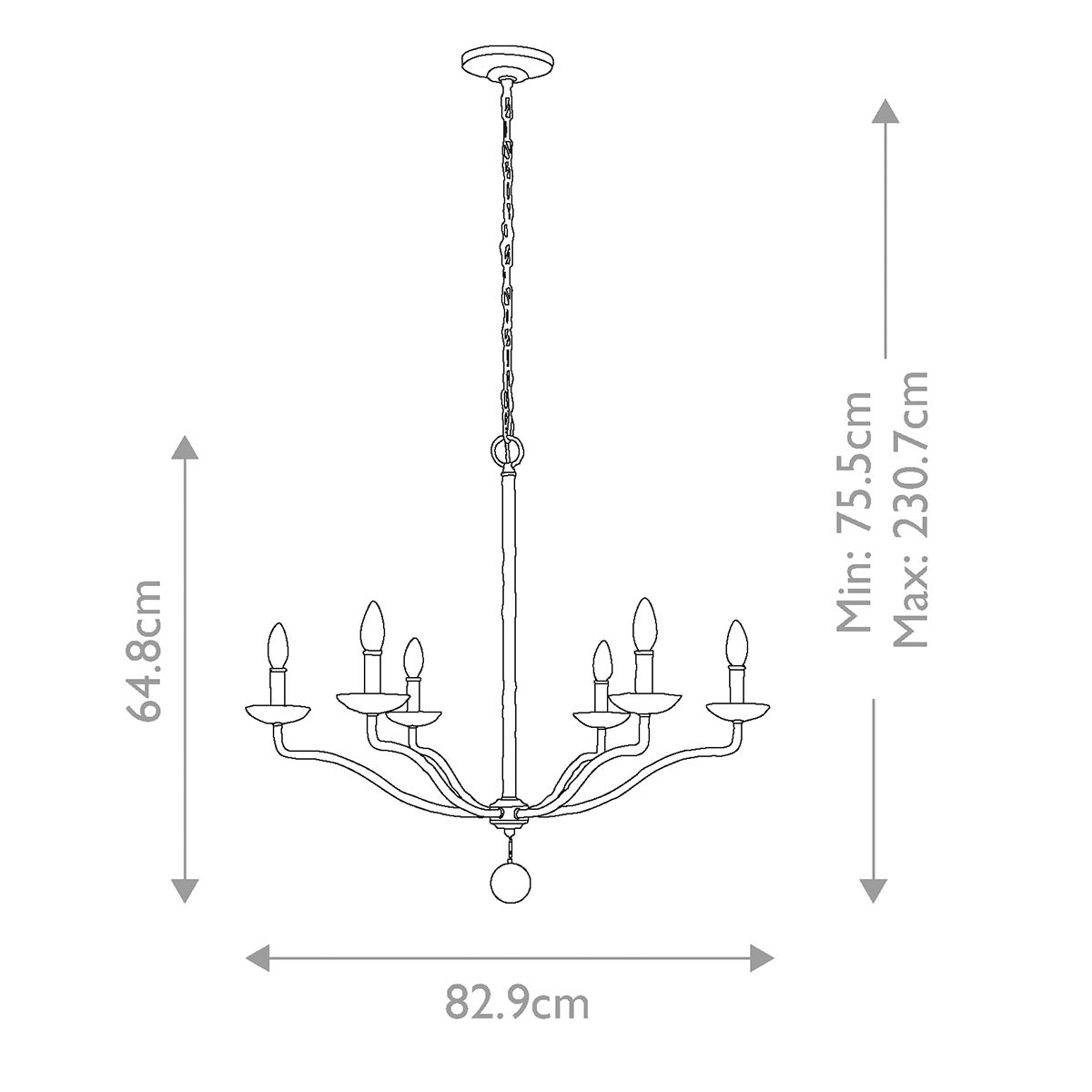 Feiss Annie 6 Light Chandelier – SKU FE-ANNIE6-PSW
