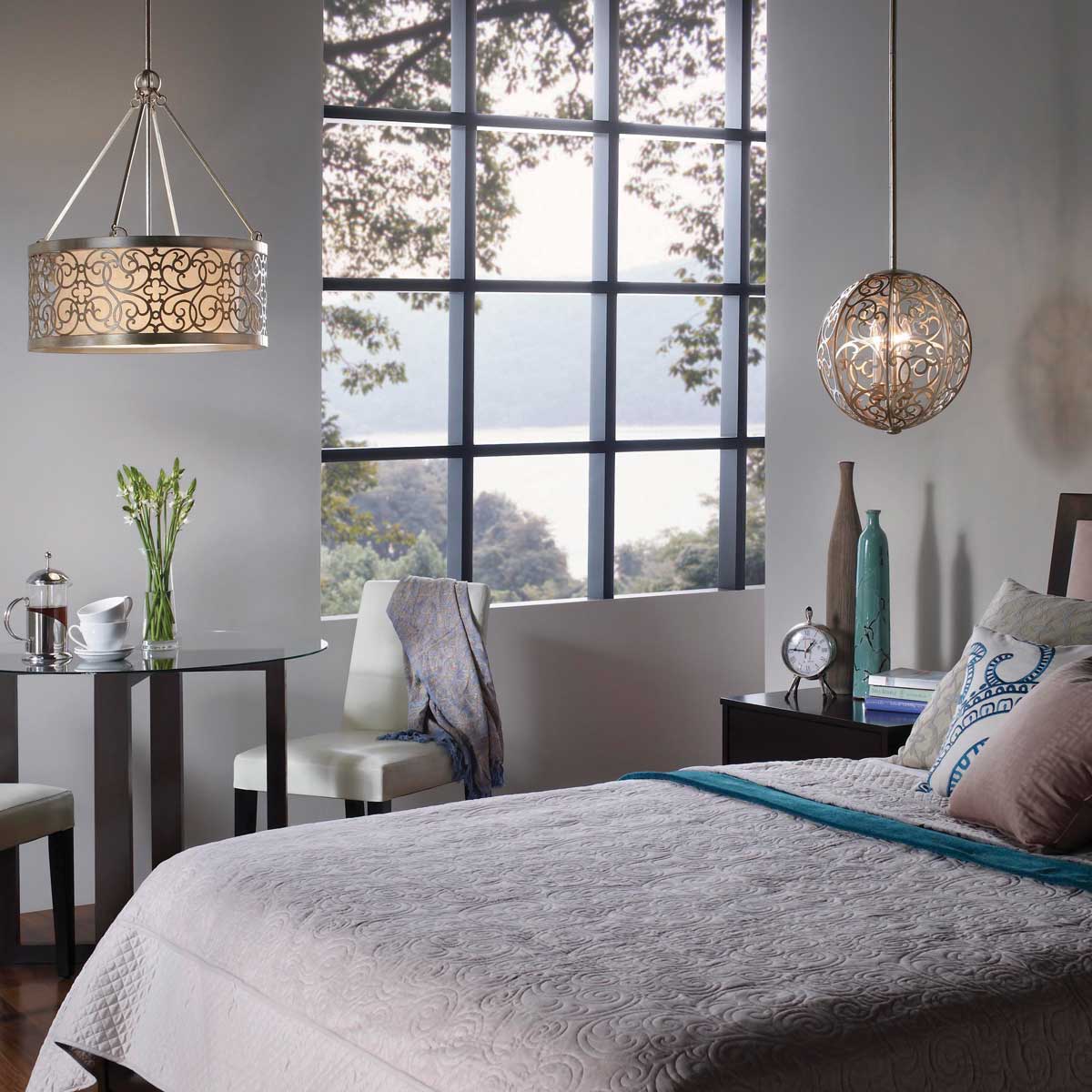 Feiss Pendant from the Arabesque range. Arabesque 4 Light Chandelier  Product Code = FE-ARABESQUE4