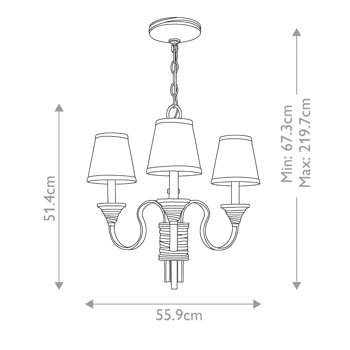 Feiss Chandelier from the Arbor Creek range. Feiss Arbor Creek 3Lt Chandelier  Product Code = FE-ARBOR-CREEK3