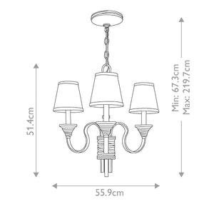 Feiss Chandelier from the Arbor Creek range. Feiss Arbor Creek 3Lt Chandelier  Product Code = FE-ARBOR-CREEK3