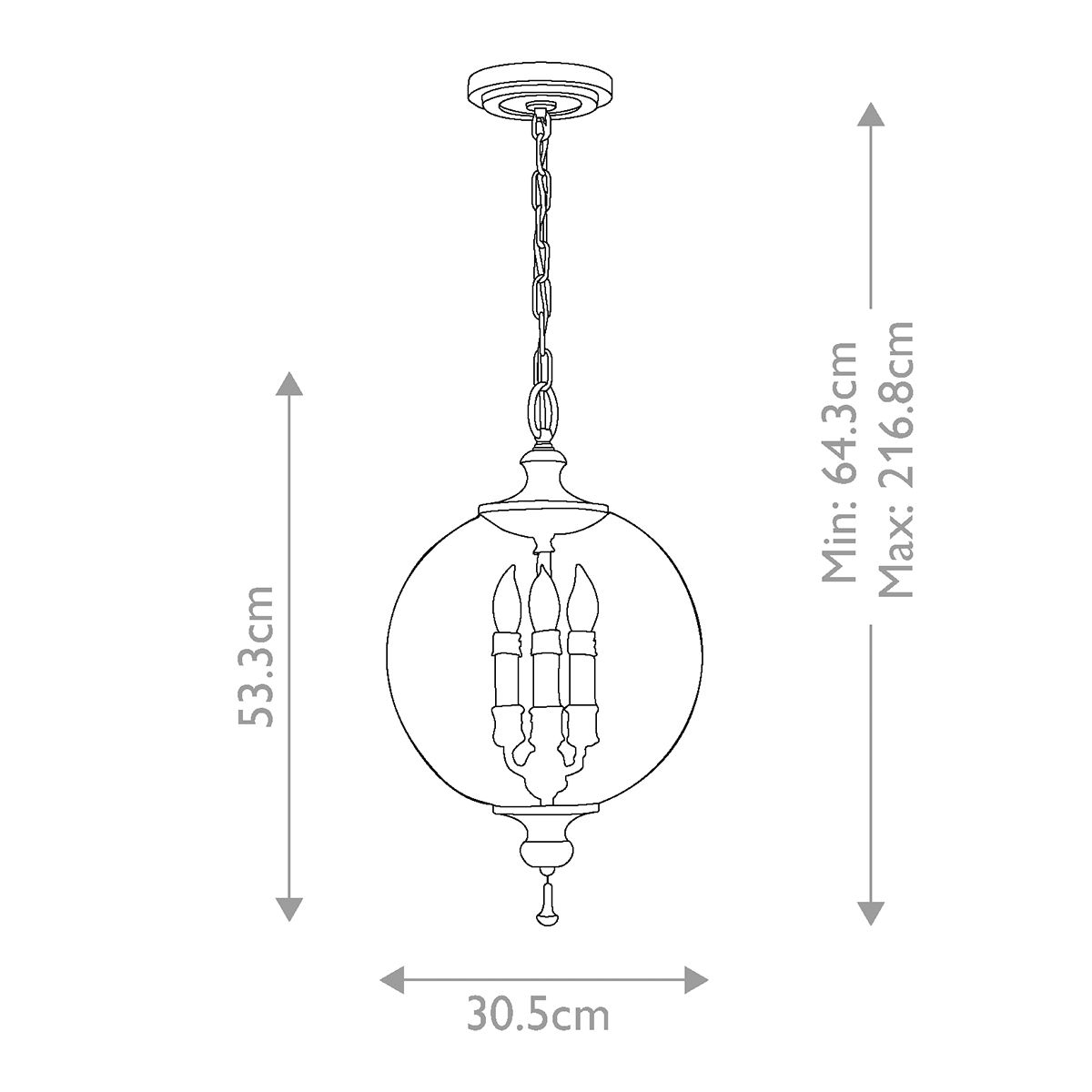 Feiss Pendant from the Argento range. Argento 3 Light Pendant Light – SKU FE-ARGENTO-P