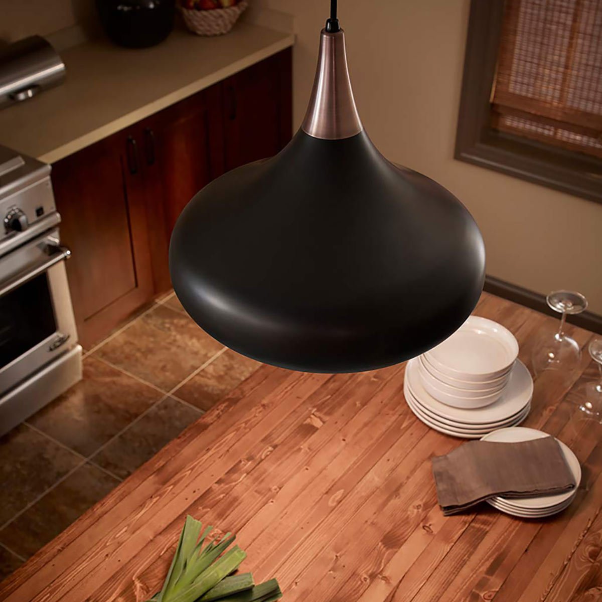 Feiss Pendant from the Beso range. Beso 1 Light Medium Pendant Product Code = FE-BESO-P-M-DBZ