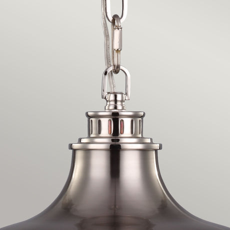 Feiss Pendant from the Cadence range. Cadence 2 Light Pendant - Polished Nickel/Brushed Steel Product Code = FE-CADENCE-2P-BS