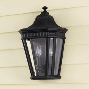Feiss Outdoor Wall Light from the Cotswold Lane range. Cotswold Lane 2 Light Half Wall Lantern Product Code = FE-COTSLN7-BK