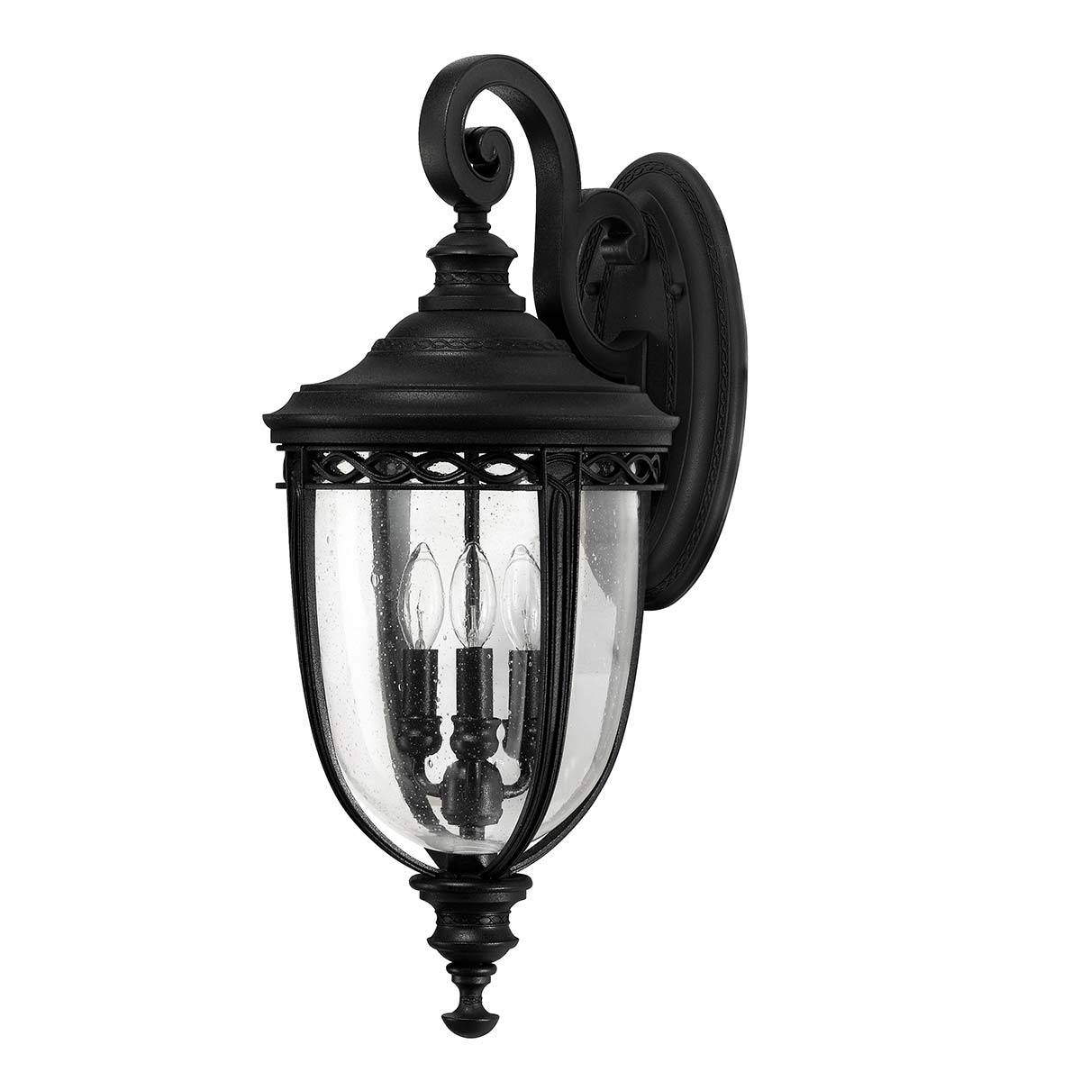 Feiss Outdoor Wall Light from the English Bridle range. English Bridle 3 Light Large Wall Lantern Product Code = FE-EB2-L-BLK
