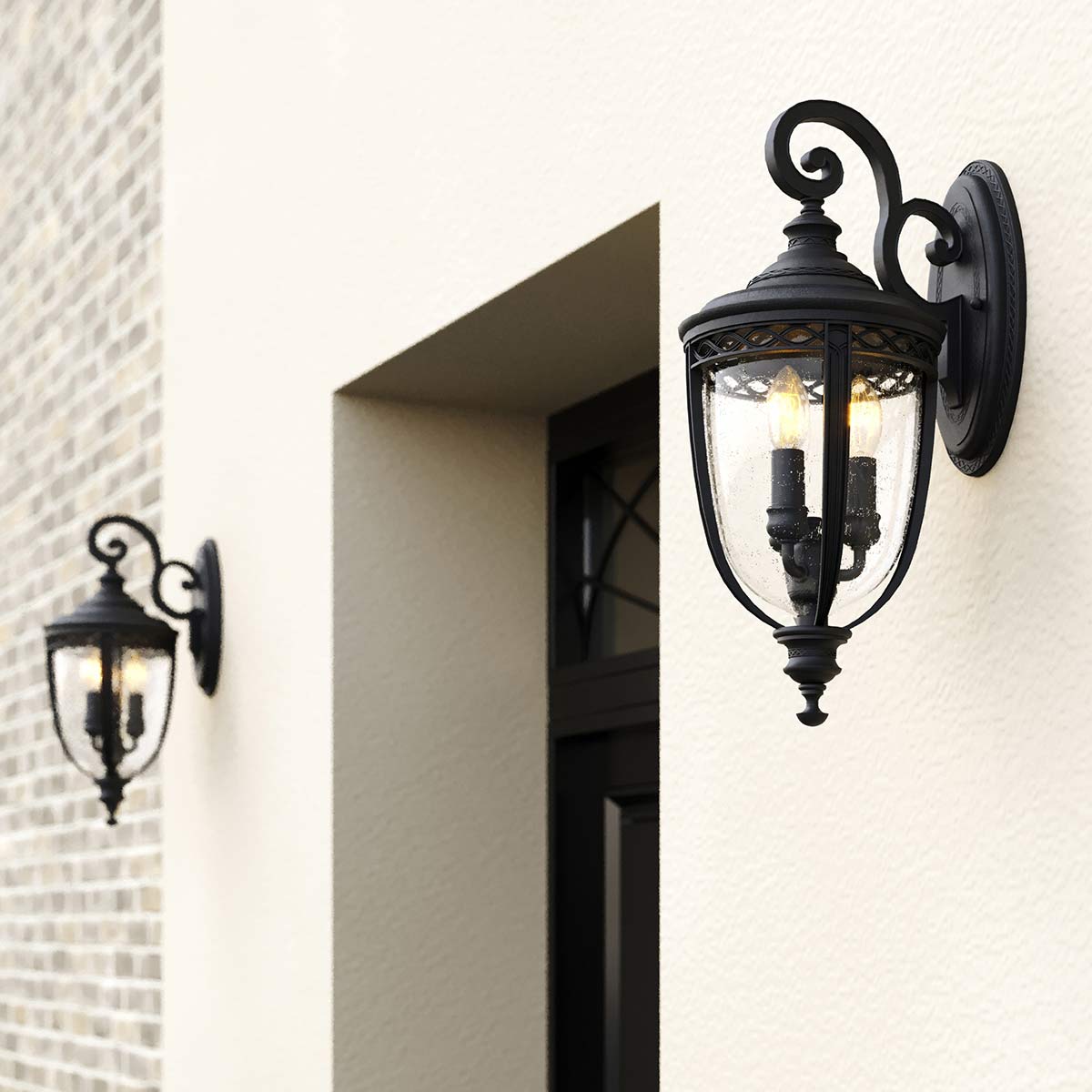 Feiss Outdoor Wall Light from the English Bridle range. English Bridle 3 Light Large Wall Lantern Product Code = FE-EB2-L-BLK