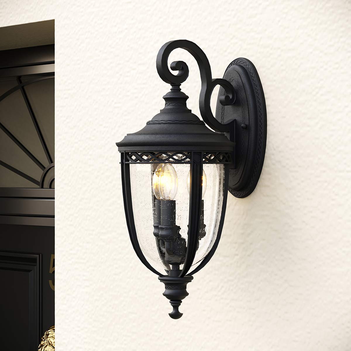Feiss Outdoor Wall Light from the English Bridle range. English Bridle 3 Light Large Wall Lantern Product Code = FE-EB2-L-BLK