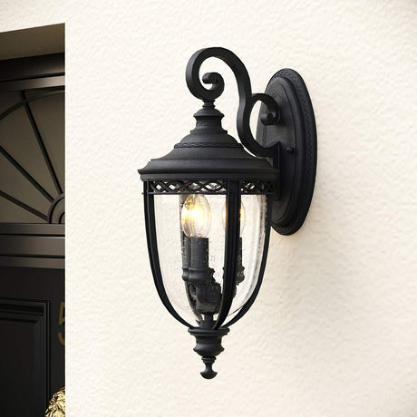 Feiss Outdoor Wall Light from the English Bridle range. English Bridle 3 Light Large Wall Lantern Product Code = FE-EB2-L-BLK