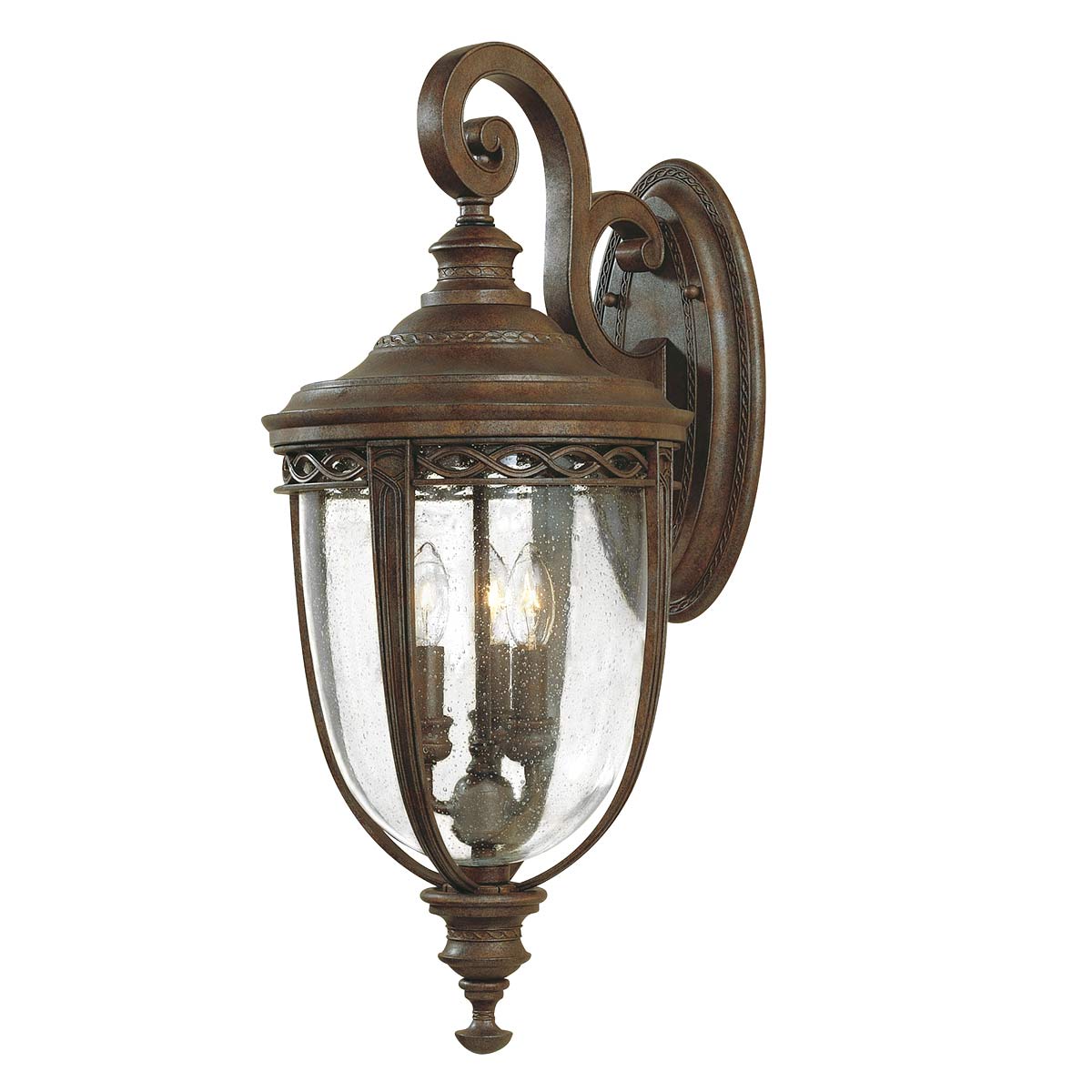Feiss Outdoor Wall Light from the English Bridle range. English Bridle 3 Light Large Wall Lantern Product Code = FE-EB2-L-BRB