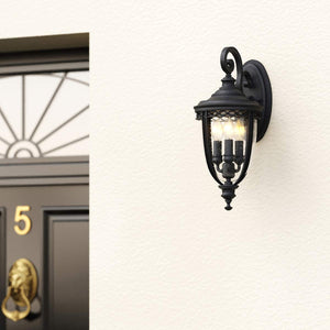 Feiss Outdoor Wall Light from the English Bridle range. English Bridle 3 Light Medium Wall Lantern Product Code = FE-EB2-M-BLK