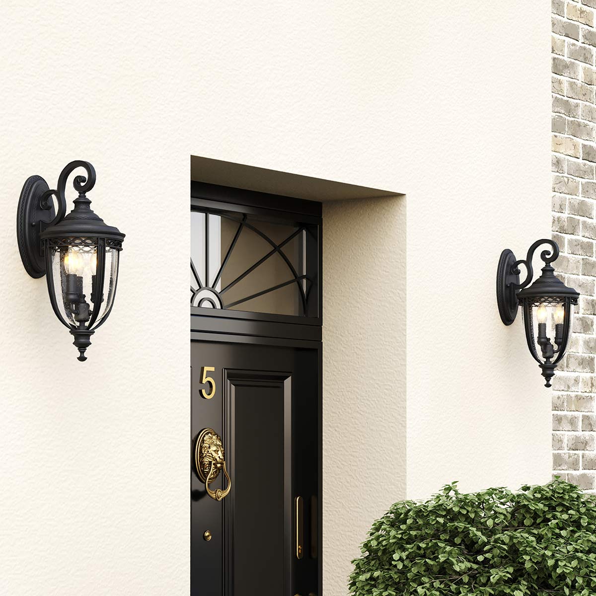 Feiss Outdoor Wall Light from the English Bridle range. English Bridle 3 Light Medium Wall Lantern Product Code = FE-EB2-M-BLK