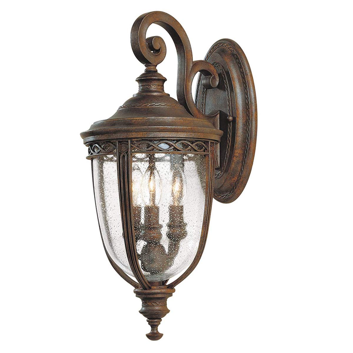 Feiss Outdoor Wall Light from the English Bridle range. English Bridle 3 Light Medium Wall Lantern Product Code = FE-EB2-M-BRB