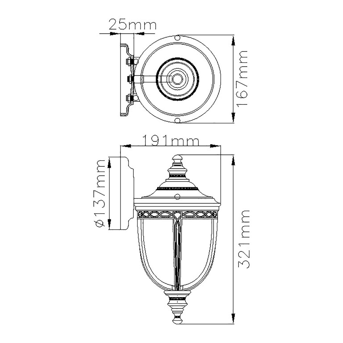 Feiss Outdoor Wall Light from the English Bridle range. English Bridle 1 Light Small Wall Lantern – SKU FE-EB2-S-BRB