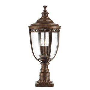 Feiss Pedestal Lantern from the English Bridle range. English Bridle 3 Light Large Pedestal Product Code = FE-EB3-L-BRB