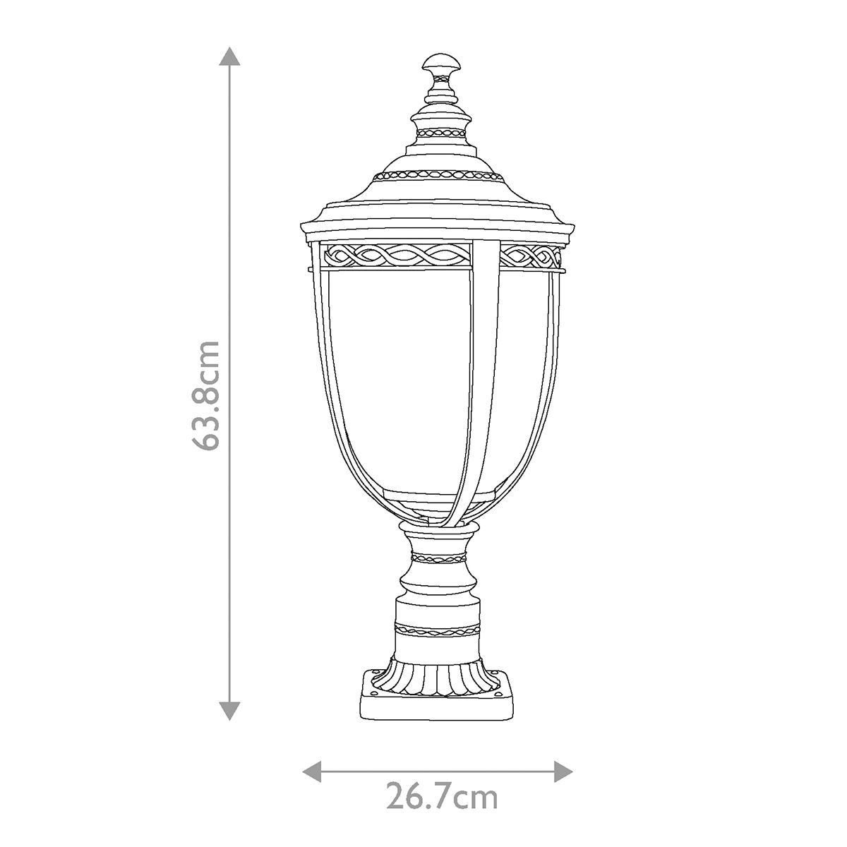 Feiss Pedestal Lantern from the English Bridle range. English Bridle 3 Light Large Pedestal – SKU FE-EB3-L-BRB