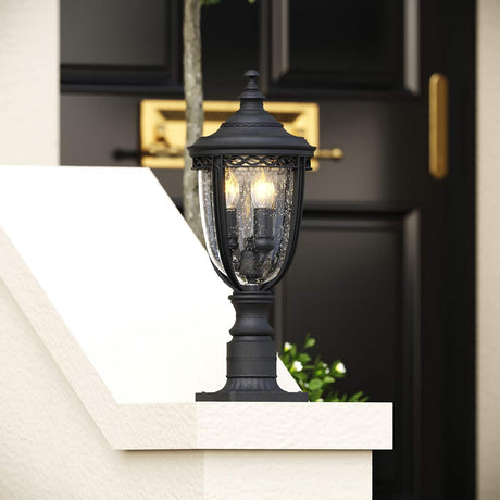 Feiss Pedestal Lantern from the English Bridle range. English Bridle 3 Light Medium Pedestal Product Code = FE-EB3-M-BLK
