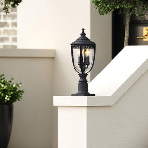 Feiss Pedestal Lantern from the English Bridle range. English Bridle 3 Light Medium Pedestal Product Code = FE-EB3-M-BLK