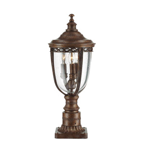 Feiss Pedestal Lantern from the English Bridle range. English Bridle 3 Light Medium Pedestal Product Code = FE-EB3-M-BRB
