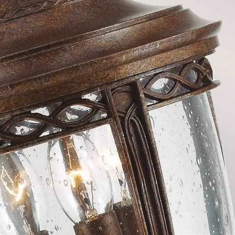 Feiss Pedestal Lantern from the English Bridle range. English Bridle 3 Light Medium Pedestal Product Code = FE-EB3-M-BRB