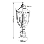 Feiss Pedestal Lantern from the English Bridle range. English Bridle 3 Light Medium Pedestal – SKU FE-EB3-M-BRB