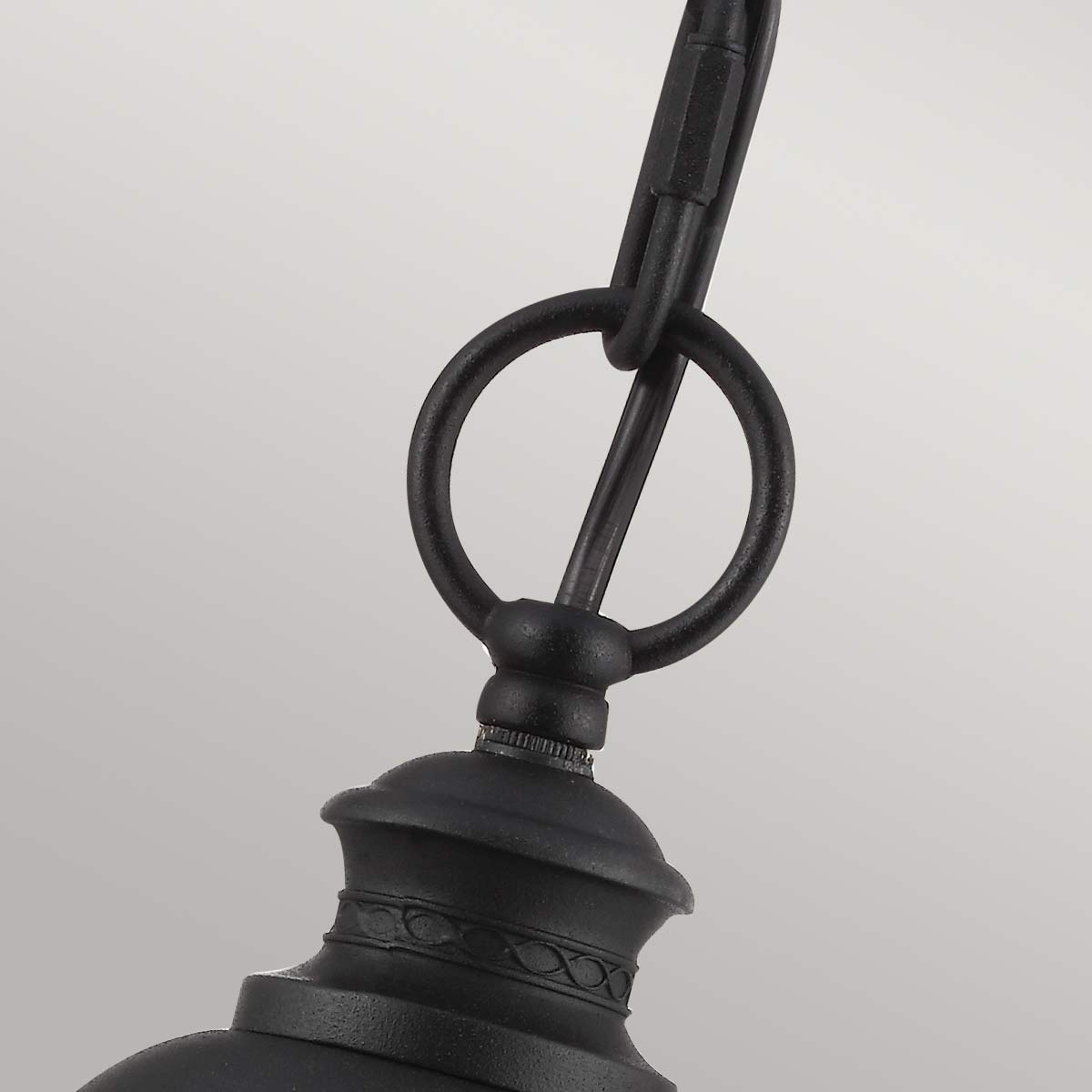 Feiss Outdoor Hanging from the English Bridle range. English Bridle 3 Light Large Chain Lantern Product Code = FE-EB8-L-BLK