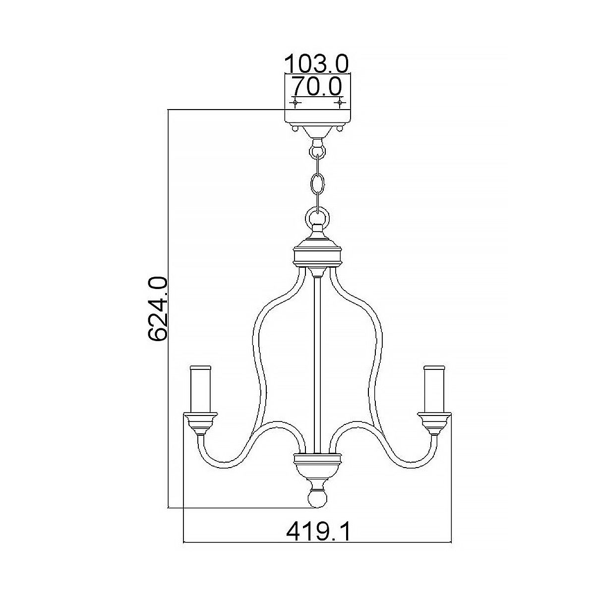 Feiss Chandelier from the Hartsville range. Hartsville 3 Light Chandelier – SKU FE-HARTSVILLE3
