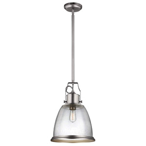 Feiss Pendant from the Hobson range. Hobson 1 Light Large Pendant Satin Nickel Product Code = FE-HOBSON-P-L-SN