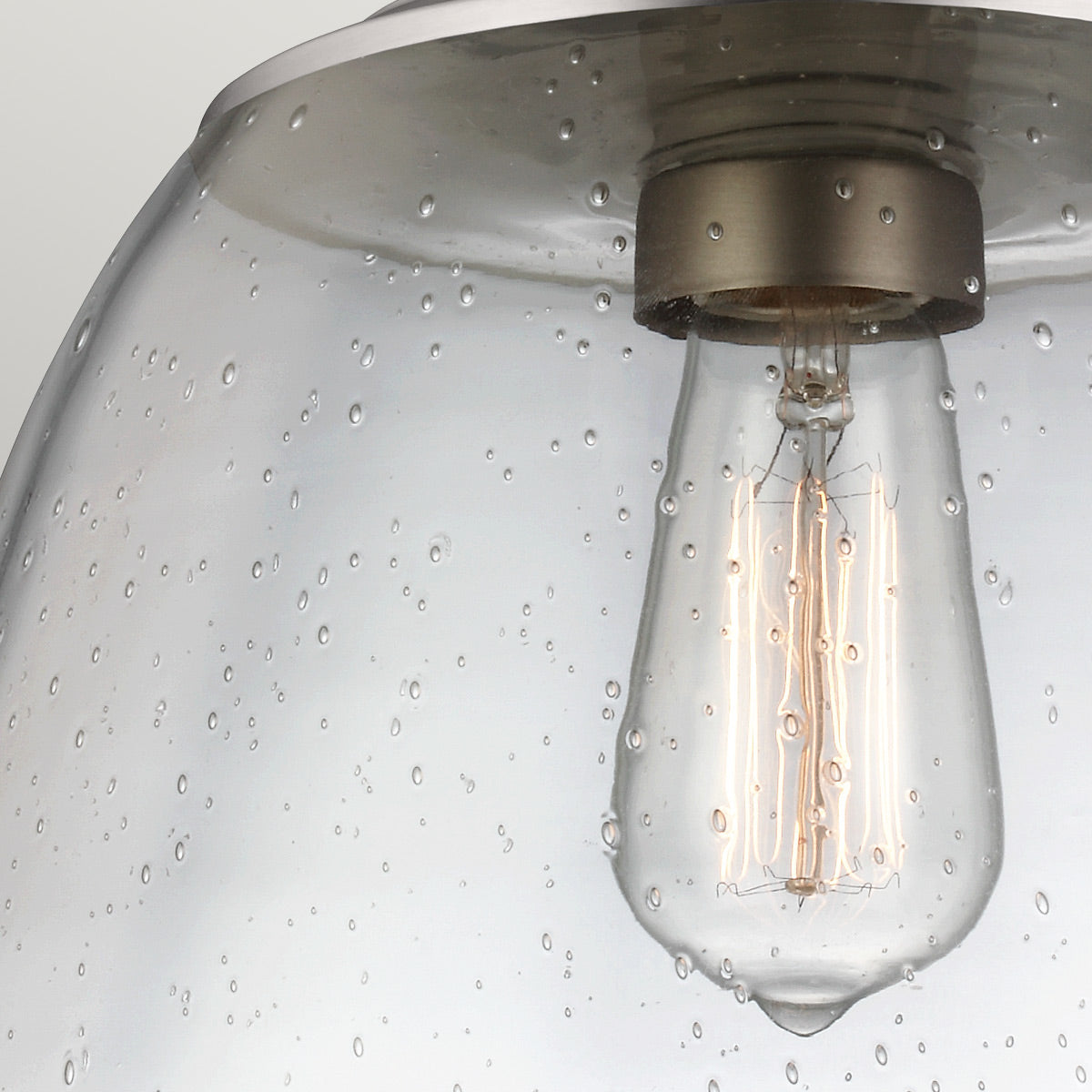 Feiss Pendant from the Hobson range. Hobson 1 Light Large Pendant Satin Nickel Product Code = FE-HOBSON-P-L-SN