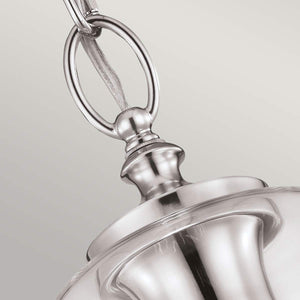 Feiss Pendant from the Hounslow range. Hounslow 1 Light Pendant Polished Nickel Product Code = FE-HOUNSLOW-P-PN
