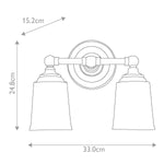 Feiss Wall Light from the Huguenot Lake range. Huguenot Lake 2 Light Wall Light – SKU FE-HUGOLAKE2BATH