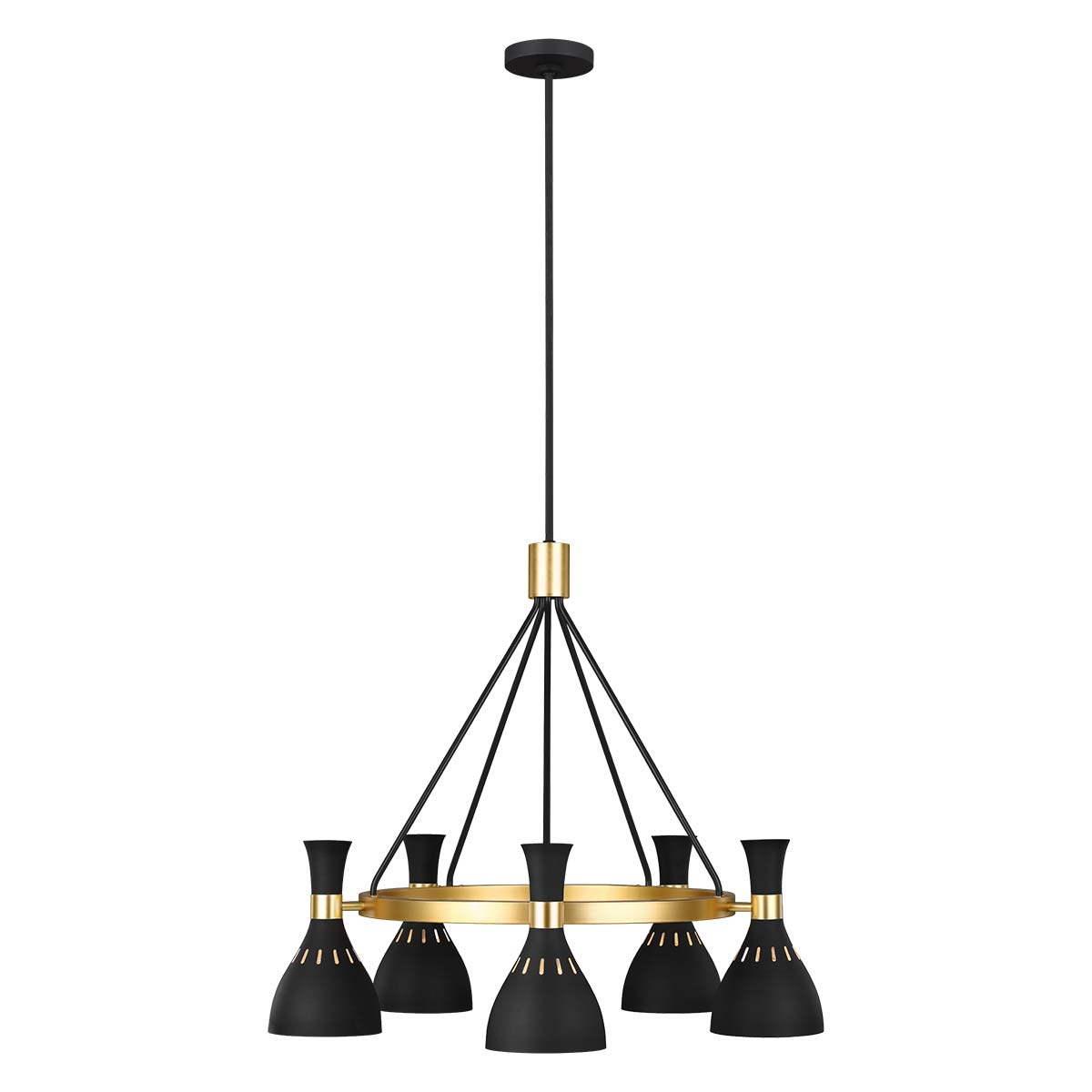 Feiss Chandelier from the Joan range. Joan 5 Light Chandelier Product Code = FE-JOAN5-MB