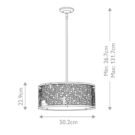 Feiss Pendant from the Joplin range. Joplin 3 Light Large Pendant Product Code = FE-JOPLIN-3P