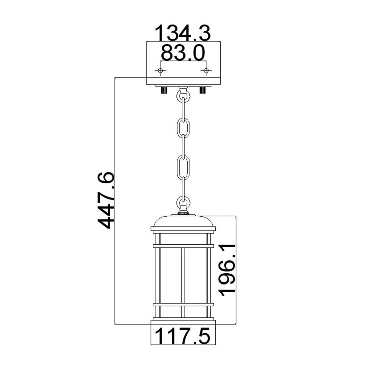 Feiss Outdoor Hanging from the Lighthouse range. Lighthouse 1 Light Small Chain Lantern - Steel Product Code = FE-LIGHTHOUSE8-S