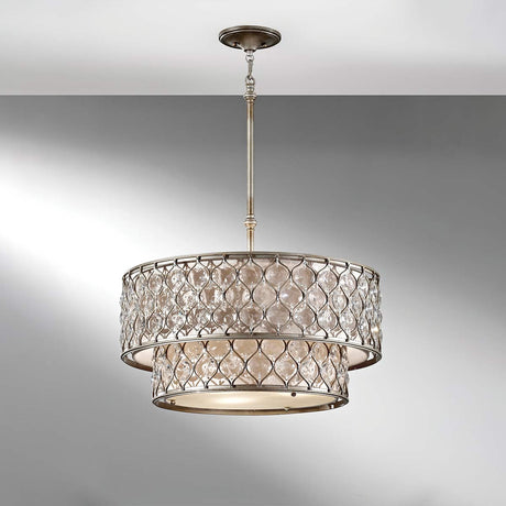 Feiss Chandelier from the Lucia range. Lucia 6 Light Chandelier  Product Code = FE-LUCIA-P-E-2TR