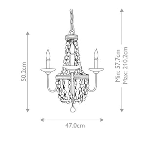 Feiss Chandelier from the Malia range. Malia 3Lt Chandelier Product Code = FE-MALIA3