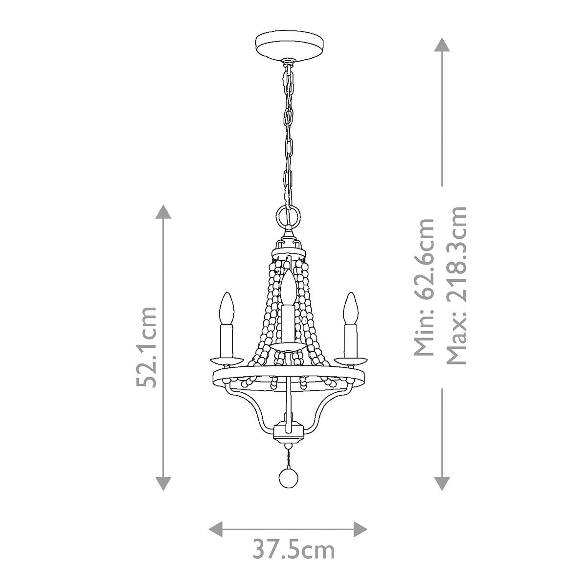 Feiss Chandelier from the Nori range. Nori 3 Light Chandelier – SKU FE-NORI3-DWZ