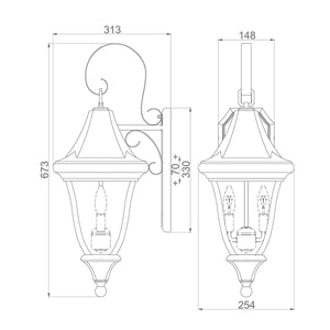 Feiss Outdoor Wall Light from the Oakmont range. Oakmont 2 Light Medium Wall Lantern Product Code = FE-OAKMONT2-M