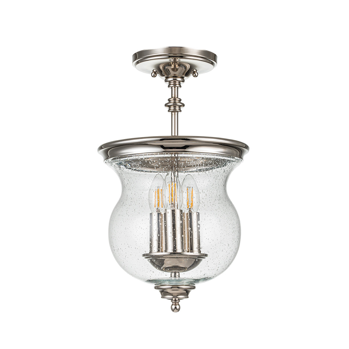 Feiss Ceiling Semi-Flush from the Pickering Lane range. Pickering Lane 3lt Semi-Flush - Polished Nickel Product Code = FE-PICKERING-LANE-SF-PN
