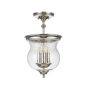 Feiss Ceiling Semi-Flush from the Pickering Lane range. Pickering Lane 3lt Semi-Flush - Polished Nickel Product Code = FE-PICKERING-LANE-SF-PN