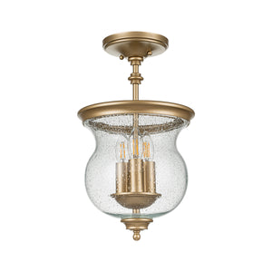 Feiss Ceiling Semi-Flush from the Pickering Lane range. Pickering Lane 3lt Semi-Flush - Painted Natural Brass Product Code = FE-PICKERING-LANE-SF-PNBR