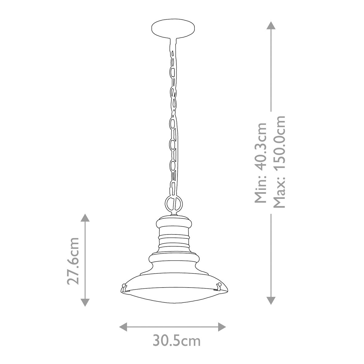 Feiss Outdoor Hanging from the Redding Station range. Redding Station 1 Light Medium Chain Lantern – SKU FE-REDDING8-M-RB