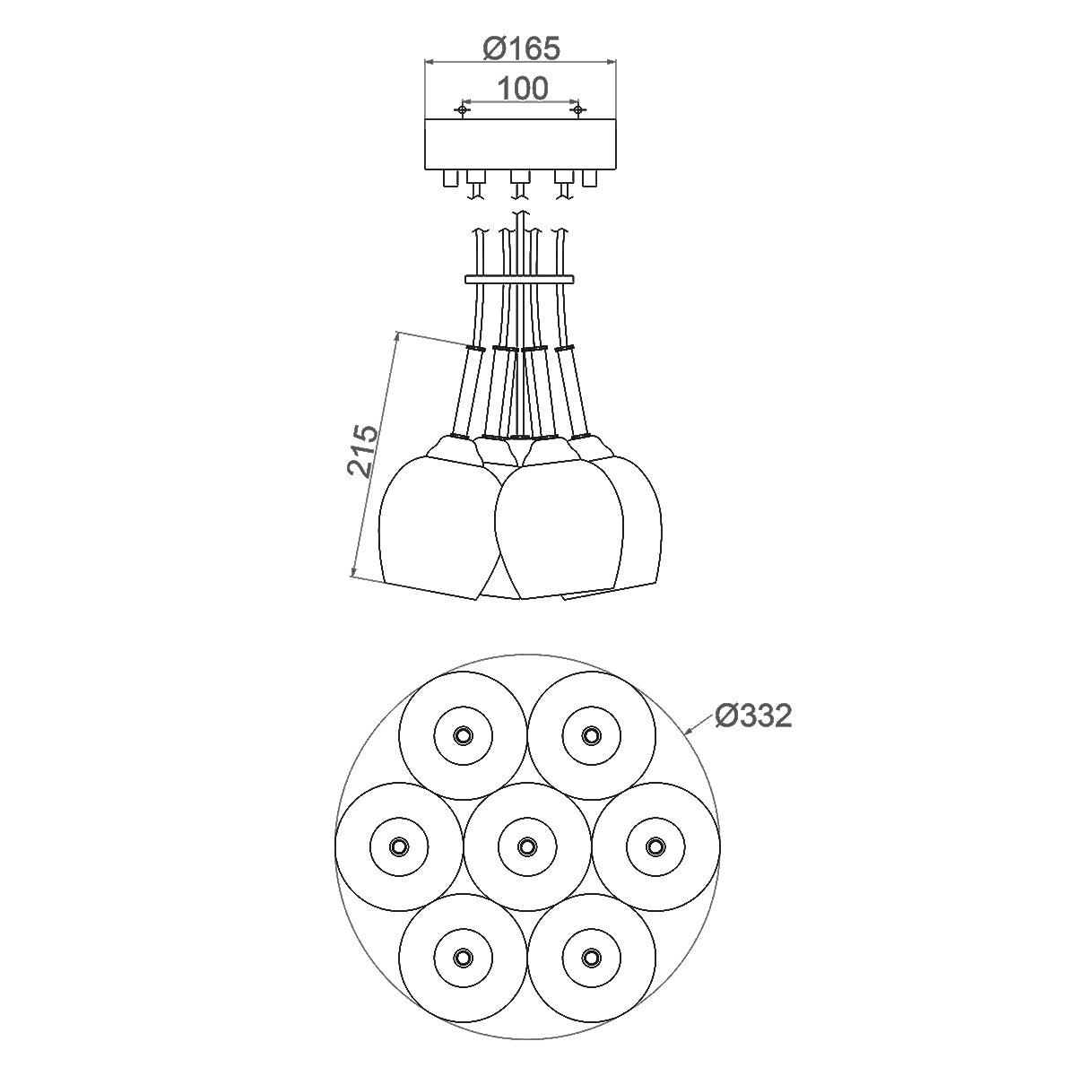 Feiss Chandelier from the Rubin range. Rubin 7 Light Cluster Chandelier Product Code = FE-RUBIN-7P
