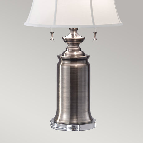 Feiss Table Lamp from the Stateroom range. Stateroom 2 Light Table Lamp - Antique Nickel Product Code = FE-STATEROOM-TL-AN