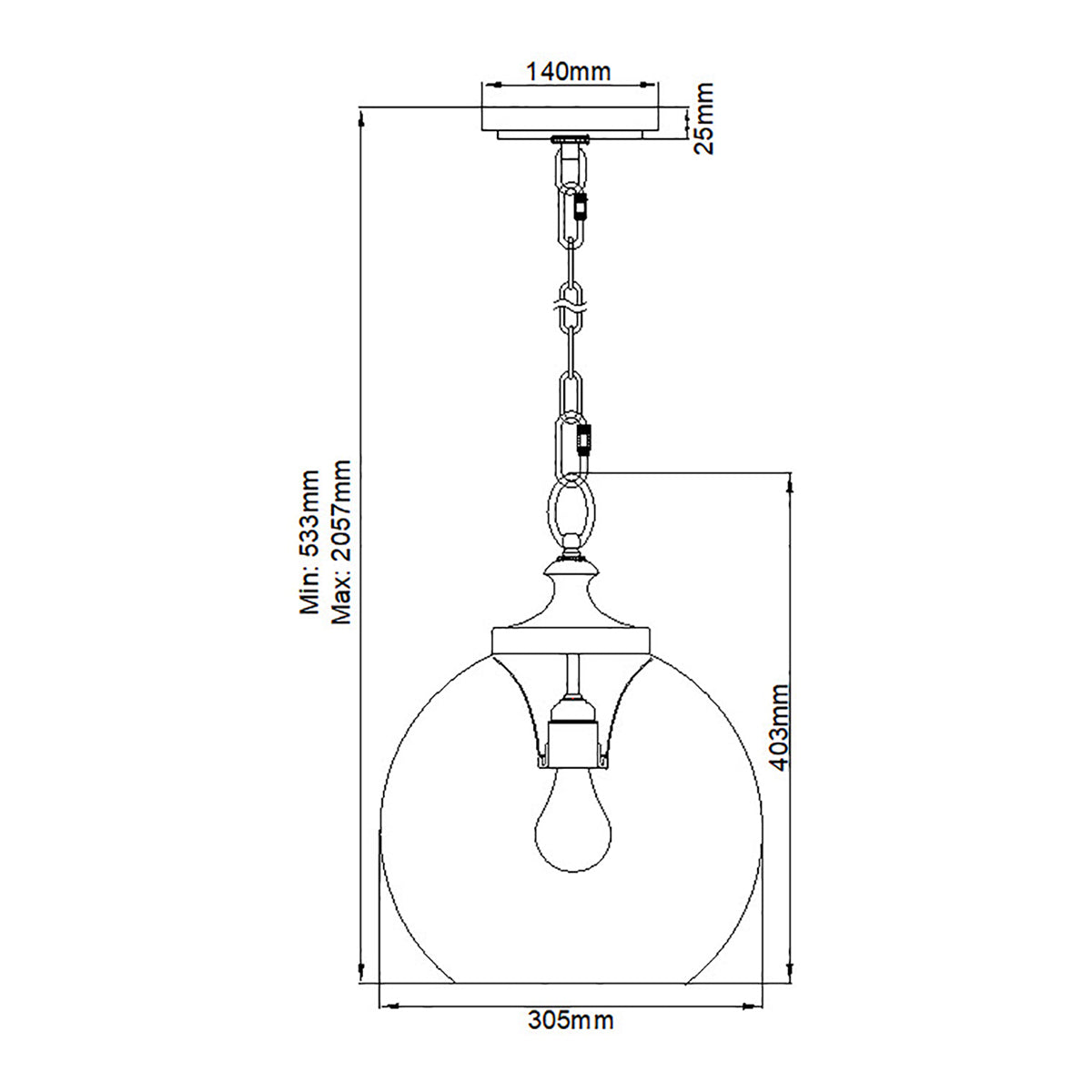 Feiss Pendant from the Tabby range. Tabby 1 Light Pendant Product Code = FE-TABBY-P-M