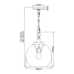 Feiss Pendant from the Tabby range. Tabby 1 Light Pendant Product Code = FE-TABBY-P-M
