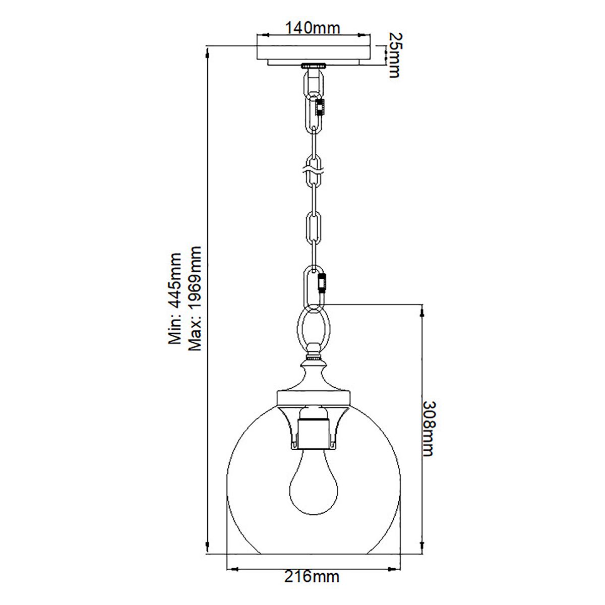Feiss Pendant from the Tabby range. Tabby 1 Light Mini Pendant – SKU FE-TABBY-P-S